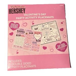 Hershey's Valentine's Day Paper Activity Placemats, Pink and White, 15 Count, 9